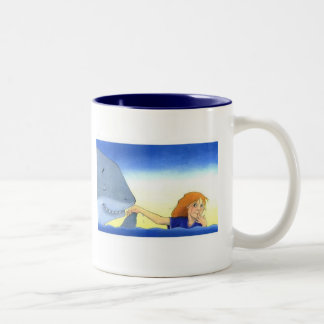 "Chivalrous Shark" by Suzi German Two-Tone Coffee Mug