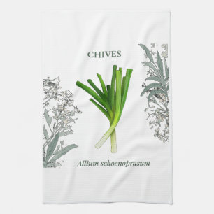 Chives - Allium schoenoprasum Tea Towel
