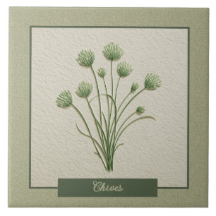 Chives Herb Garden Kitchen Faux Relief Ceramic Tile