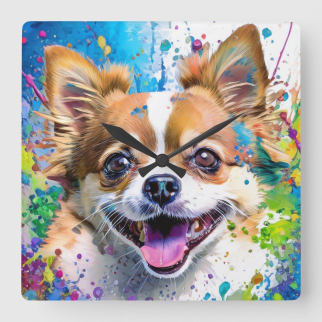 Chiwawa Dog Square Wall Clock (Front)