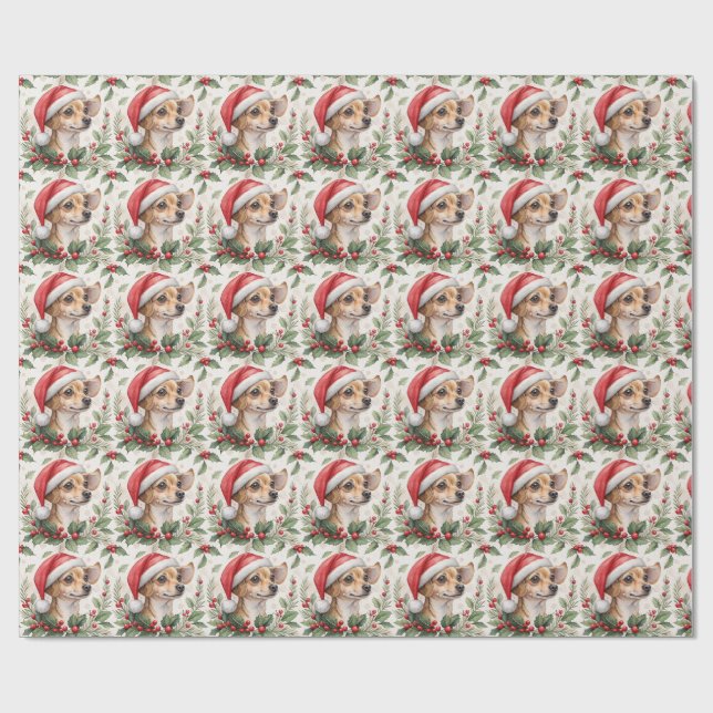Chiweenie Christmas Wrapping Paper (Flat)