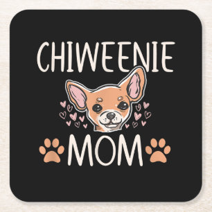 chiweenie mum chihuahua cute dog owner love lover square paper coaster
