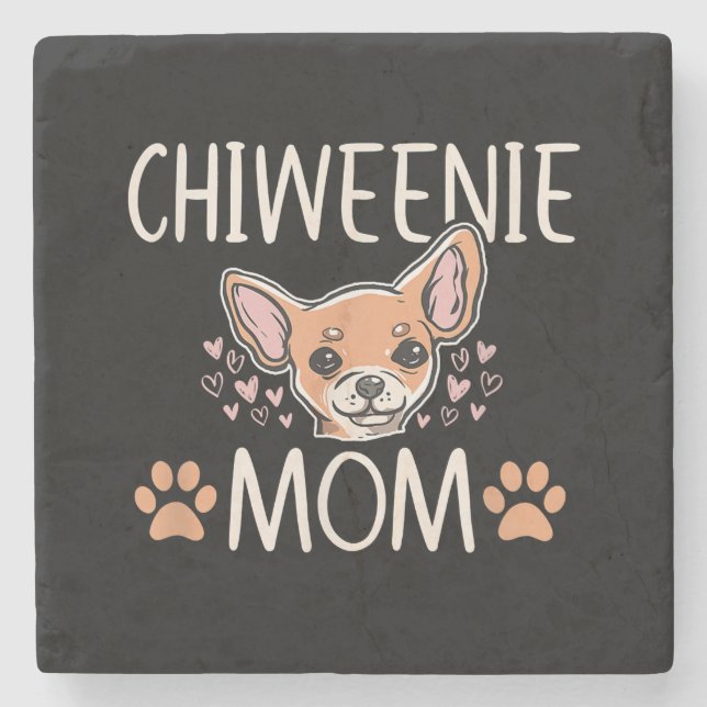 chiweenie mum chihuahua cute dog owner love lover stone coaster (Front)