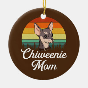 chiweenie mum chiweenie  ceramic ornament