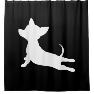chiweenie yoga ness gift, chihuahua dachshund shower curtain