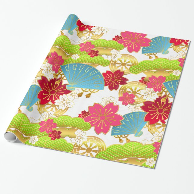 Chiyogami style Giftwrap Wrapping Paper (Unrolled)