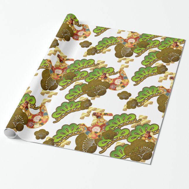 Chiyogami-Washi Styled wrapping paper (Unrolled)