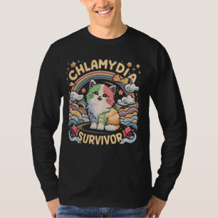 Chlamydia Survivor Cat Funny Sarcastic for Men Adu T-Shirt