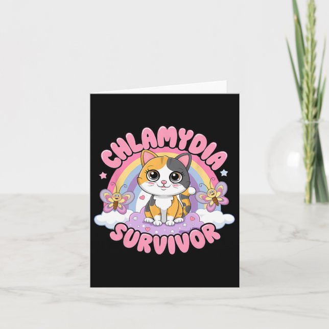 Chlamydia Survivor Cat Meme Funny Shirts For Men A Card (Front)