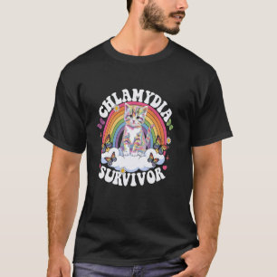 Chlamydia Survivor Cat Meme Rainbow Men Adult Humo T-Shirt