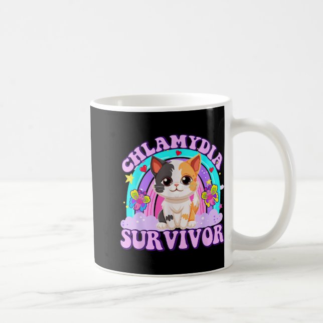 Chlamydia Survivor Cat Rainbow  Coffee Mug (Right)