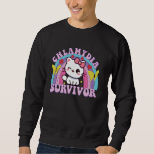Chlamydia Survivor Funny Cat Sarcastic Y2K Inappro Sweatshirt