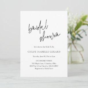Chloe Black and White Elegant Bridal Shower Invitation