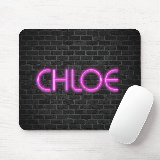 CHLOE In Pink Neon Lights  Mouse Pad (With Mouse)