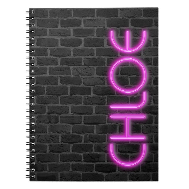 CHLOE In PINK Neon Lights  Notebook (Front)