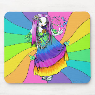 "Chloe" Rainbow Peace Hippie Fairy Mousepad