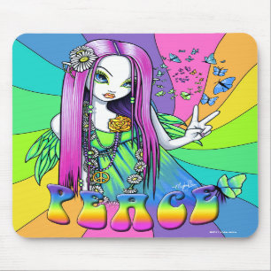 "Chloe" Rainbow Peace Hippie Fairy Mousepad
