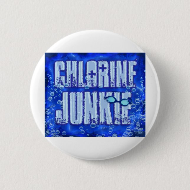 chlorine junkies 6 cm round badge (Front)