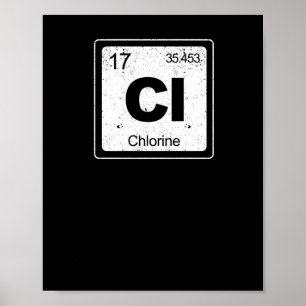 Chlorine periodic table symbol chemistry funny swi poster