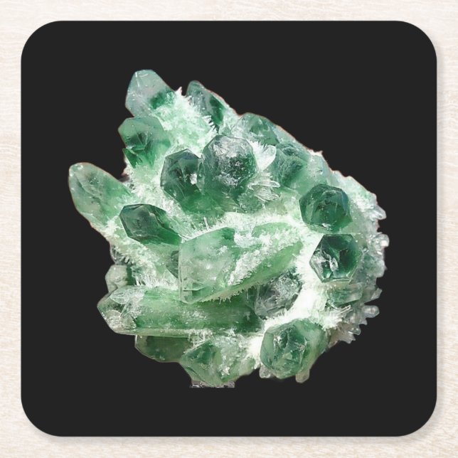 Chlorite Quartz Crystal Mineral Esthetic Natural  Square Paper Coaster (Front)
