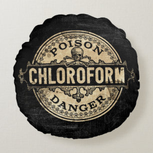 Chloroform Vintage Style Poison Label Round Cushion