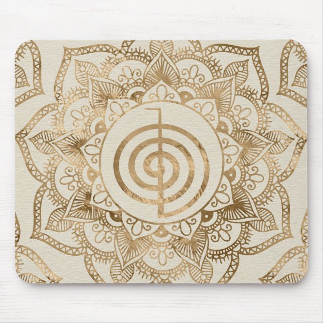 Cho Ku Rei - pastel gold lotus mandala Mouse Pad (Front)