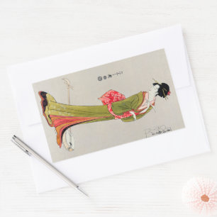 Chobunsai Eishi japan geisha Japan Painting art wo Rectangular Sticker