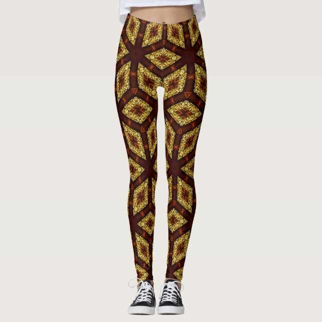 Choc Gold Root Chakra Pattern Leggings ★Psydefx★ (Front)