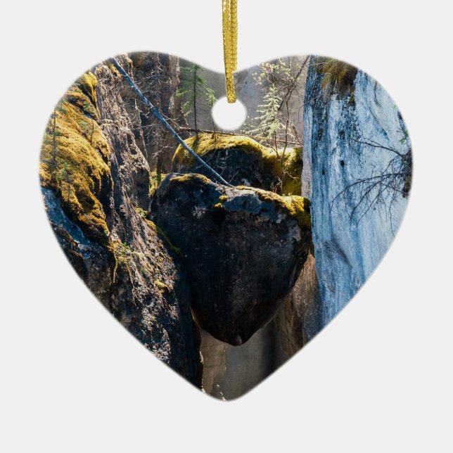 Chockstones in Maligne Canyon - Alberta, Canada Ceramic Ornament (Front)