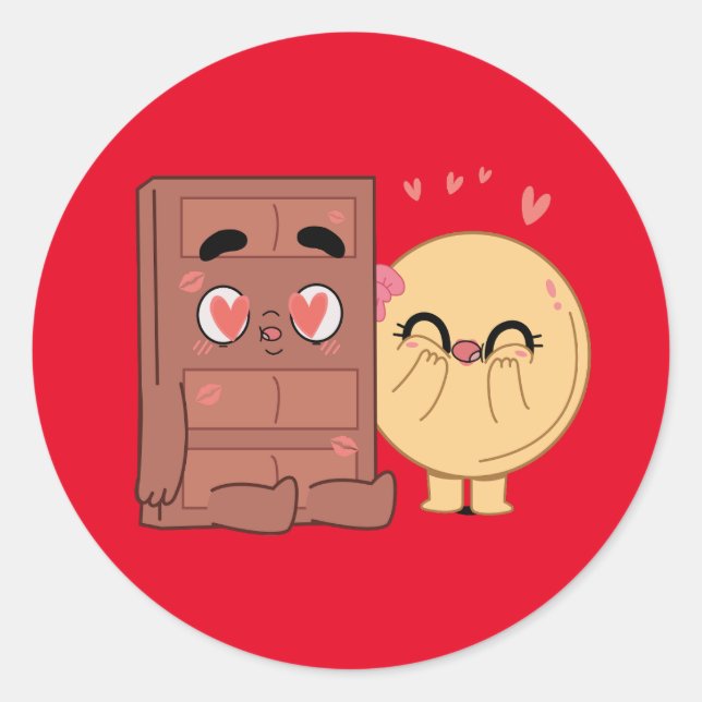 Choco And Pancake Couples Love Valentine Matching  Classic Round Sticker (Front)