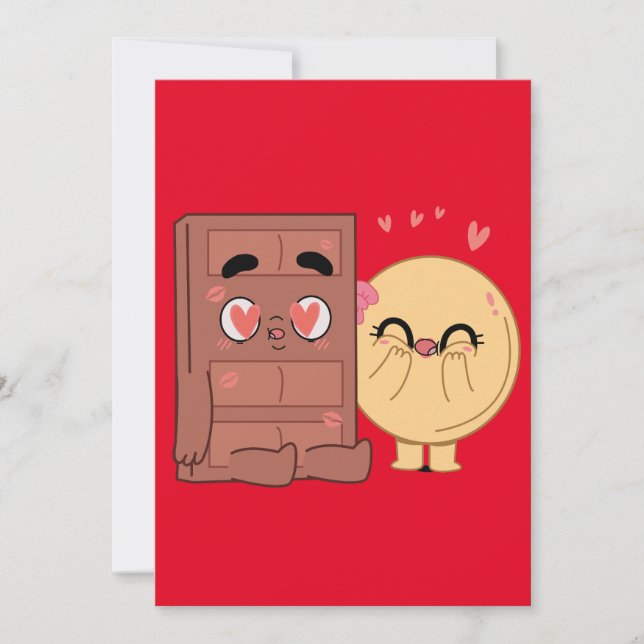 Choco And Pancake Couples Love Valentine Matching  Invitation (Front)