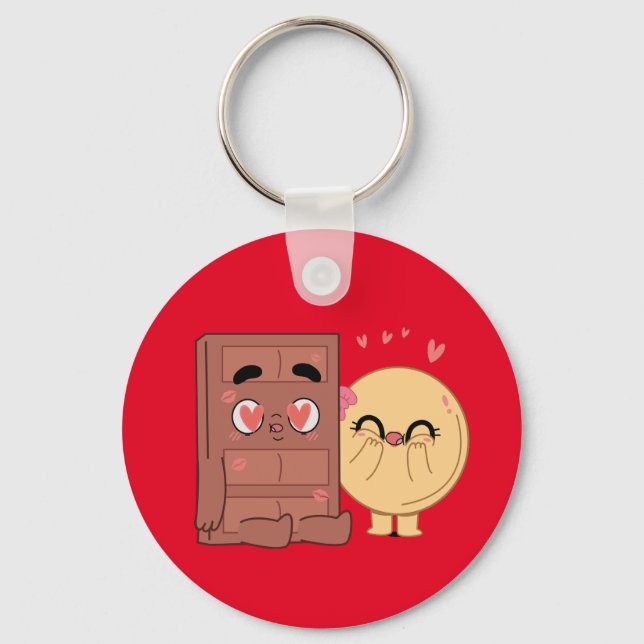 Choco And Pancake Couples Love Valentine Matching  Key Ring (Front)