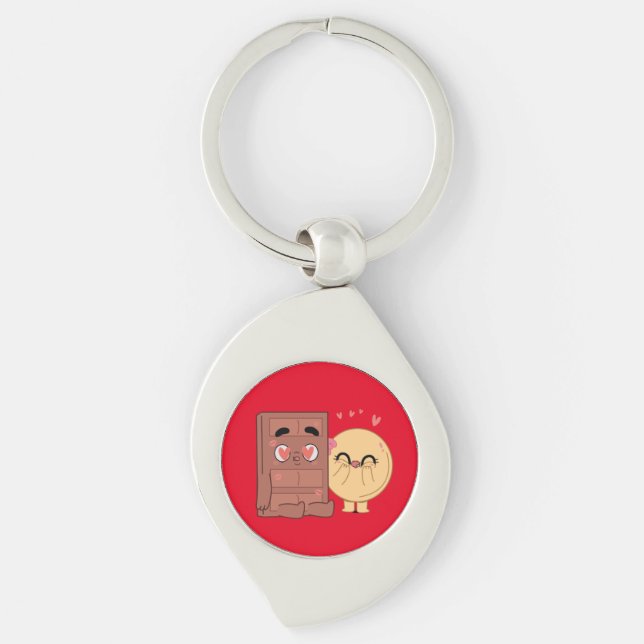 Choco And Pancake Couples Love Valentine Matching  Key Ring (Front)