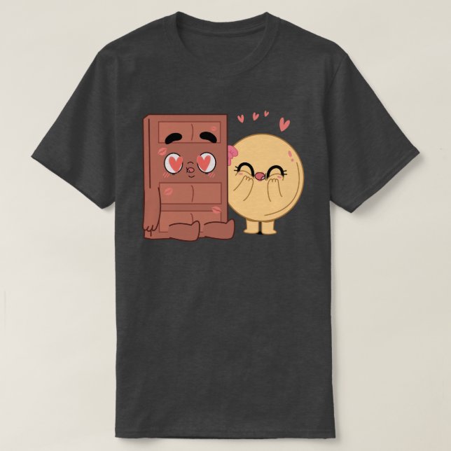 Choco And Pancake Couples Love Valentine Matching  T-Shirt (Design Front)