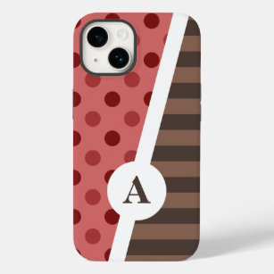 Choco Strawberry Polka Dot and Stripe Pattern Case-Mate iPhone 14 Case
