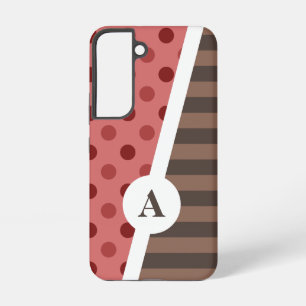 Choco Strawberry Polka Dot and Stripe Pattern Samsung Galaxy Case
