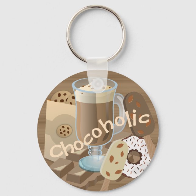Chocoholic Chocolate Collage Key Ring (Front)