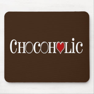 Chocoholic, Chocolate Lover with Red Heart Mouse Pad