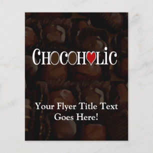 Chocoholic, Dark Brown and Red Heart Funny Design Flyer
