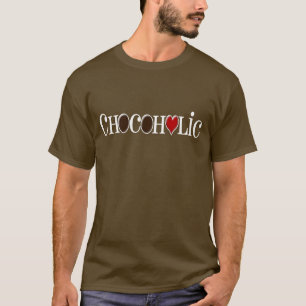 Chocoholic, Dark Brown and Red Heart Funny Design T-Shirt