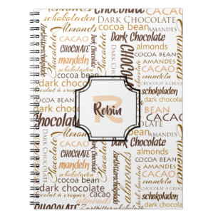 Chocoholic Multilingual Typography Letter Monogram Notebook