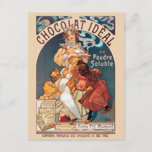 Chocolat idéal France Art Nouveau Vintage Wall Art Postcard