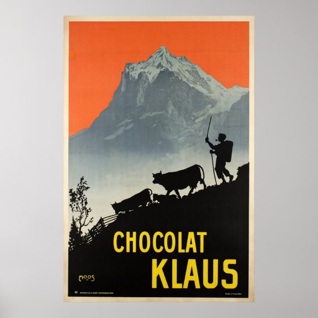 Chocolat Klaus,Swiss Vintage Advertising Poster (Front)