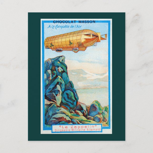 Chocolat Masson Ad with Zeppelin Airship Postcard (Front)