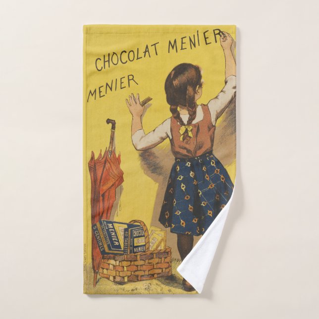 Chocolat Menier Little Girl Wall Writing  Bath Towel Set (Hand Towel)