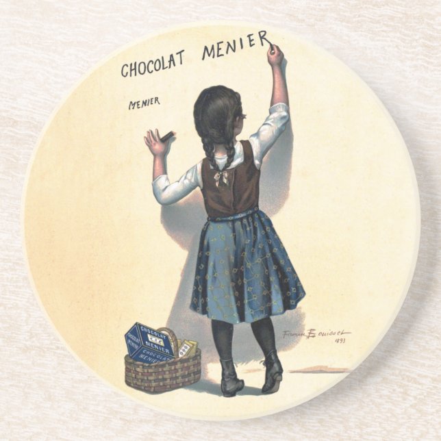 Chocolat Menier Little Girl Wall Writing  Coaster (Front)