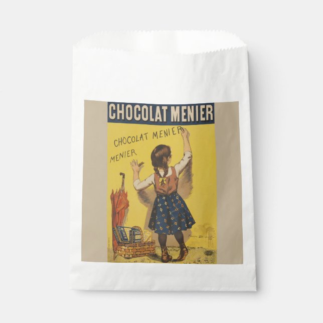 Chocolat Menier Little Girl Wall Writing  Favour Bag (Front)