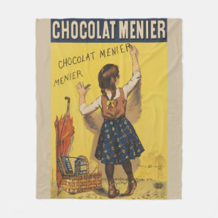 Chocolat Menier Little Girl Wall Writing  Fleece Blanket