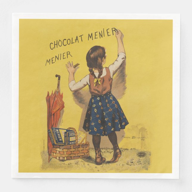Chocolat Menier Little Girl Wall Writing  Napkin (Front)