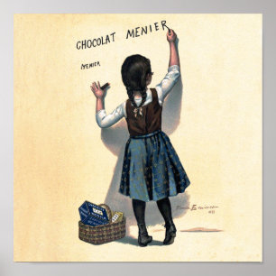 Chocolat Menier Little Girl Wall Writing Poster